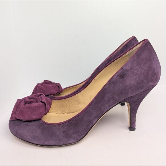 Kate Spade Bloom Purple Suede 3D Rose Flower Pump Heels Womens 9 - Picture 4 of 7